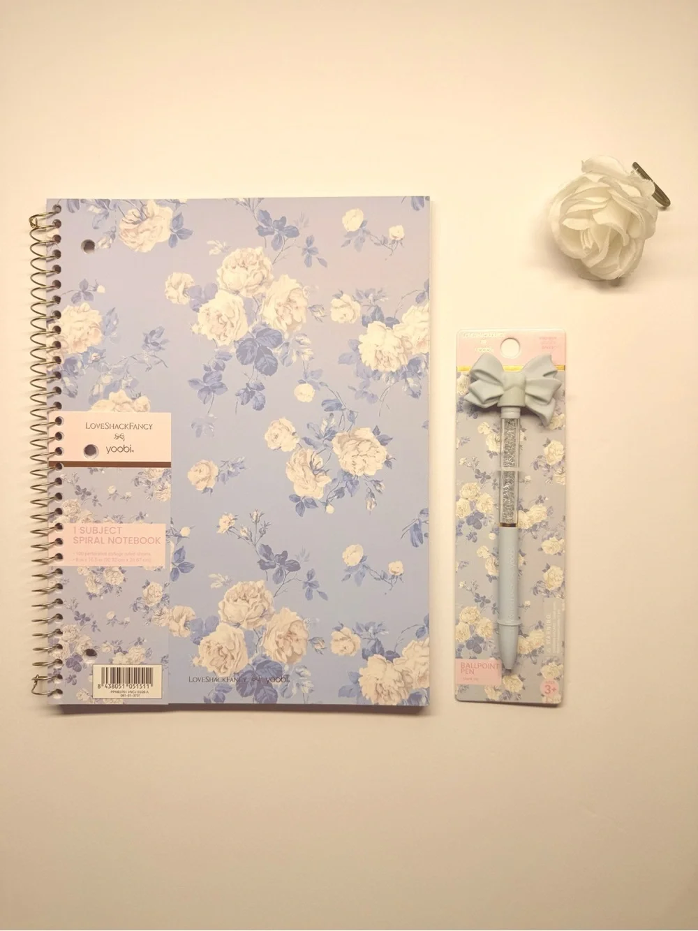 💐 Love Shack Fancy Blue Spiral Notebook and Bow Pen Bundle